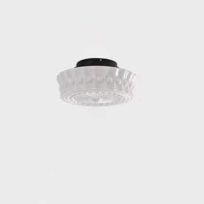 Vintage Round Pattern Glass Iron LED Ceiling Light