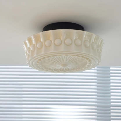 Vintage Round Pattern Glass Iron LED Ceiling Light