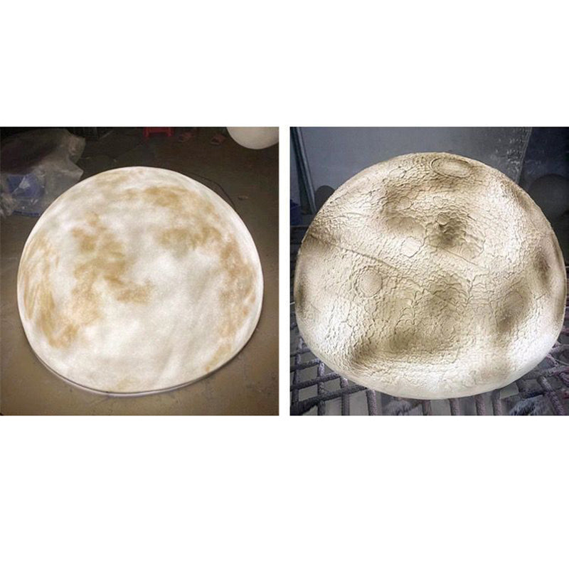 Minimalist Semicircle Embossed Moon Resin LED Flush Light