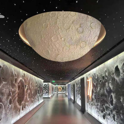 Minimalist Semicircle Embossed Moon Resin LED Flush Light