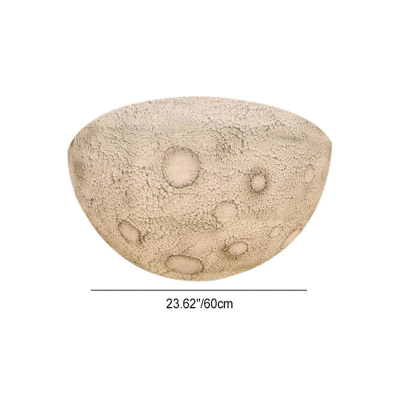Minimalist Semicircle Embossed Moon Resin LED Flush Light