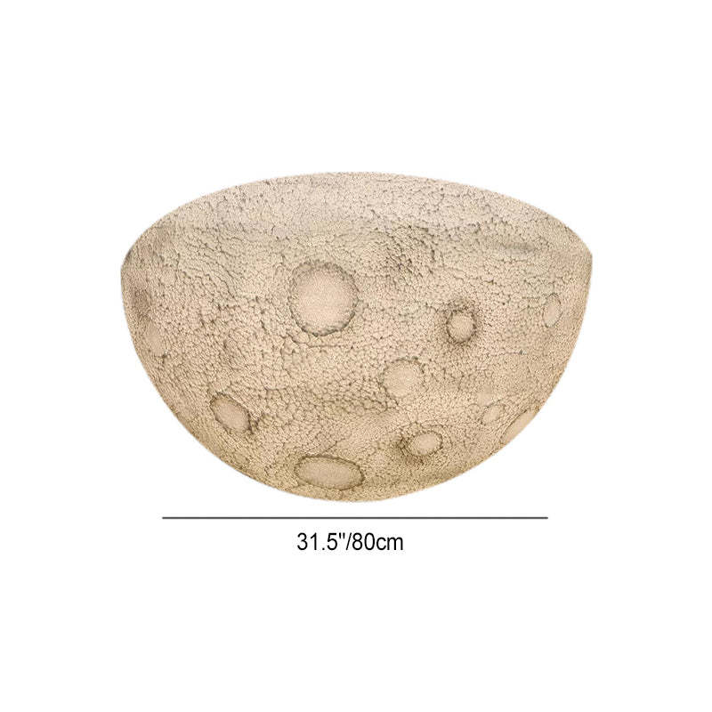 Minimalist Semicircle Embossed Moon Resin LED Flush Light