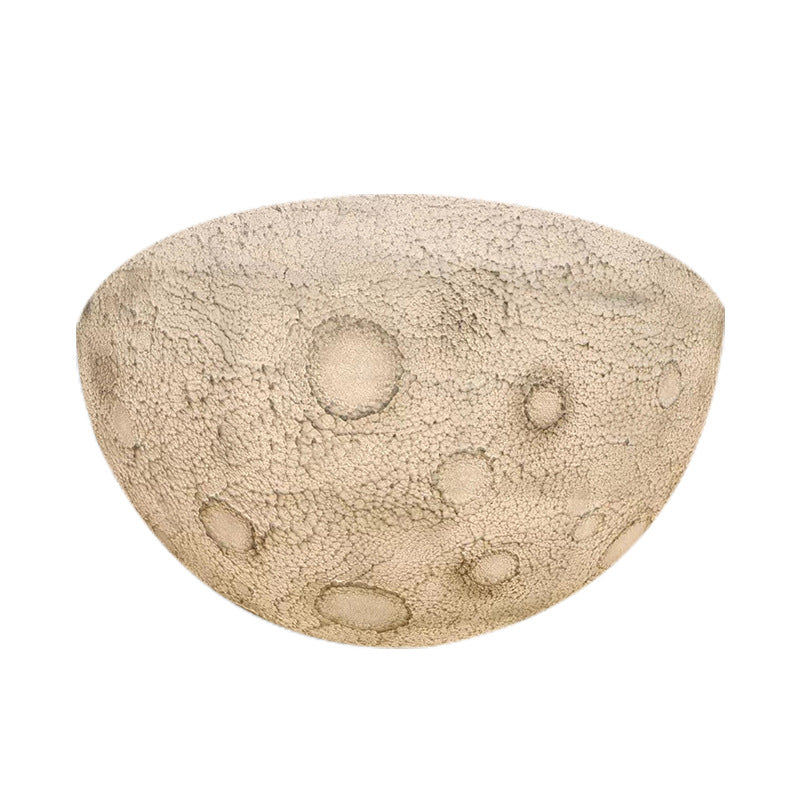 Minimalist Semicircle Embossed Moon Resin LED Flush Light