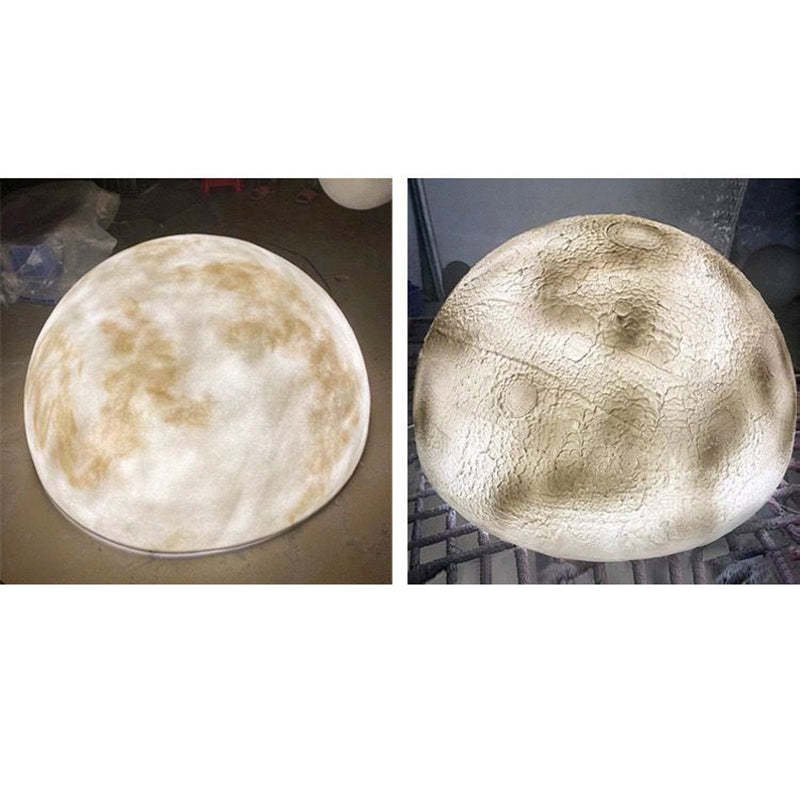 Minimalist Semicircle Embossed Moon Resin LED Flush Light