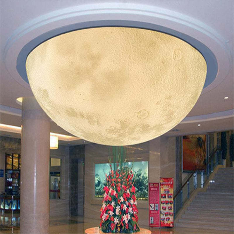 Minimalist Semicircle Embossed Moon Resin LED Flush Light