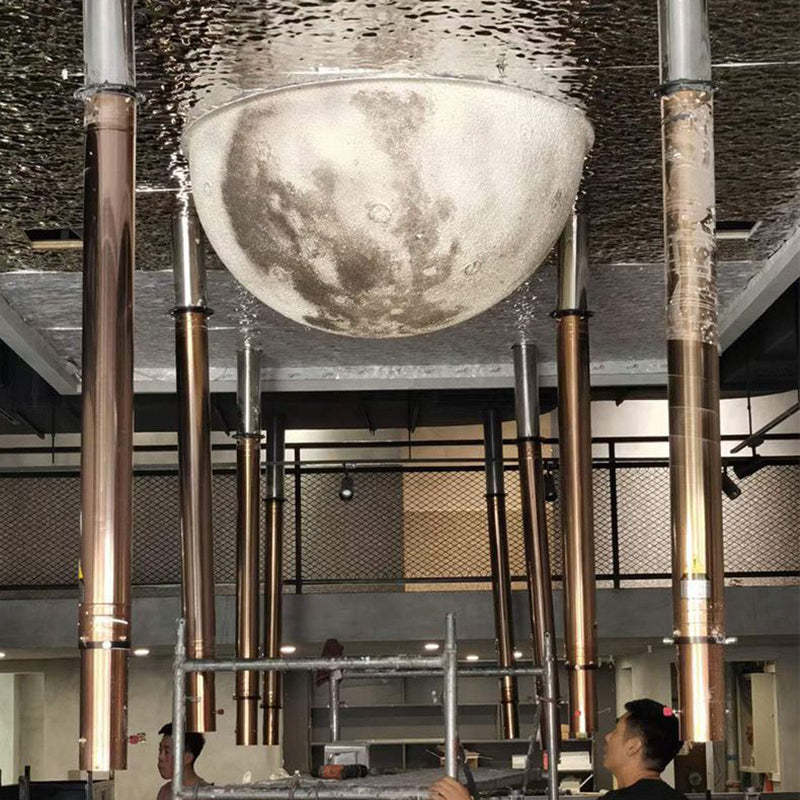Minimalist Semicircle Embossed Moon Resin LED Flush Light
