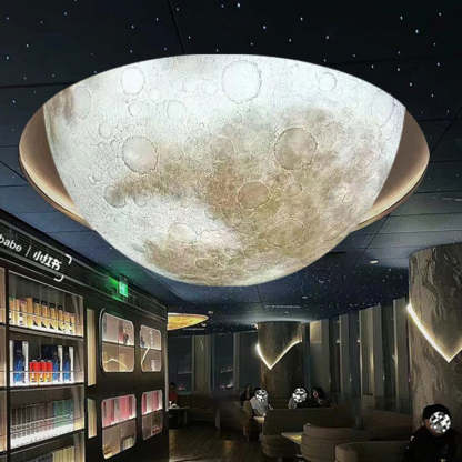 Minimalist Semicircle Embossed Moon Resin LED Flush Light