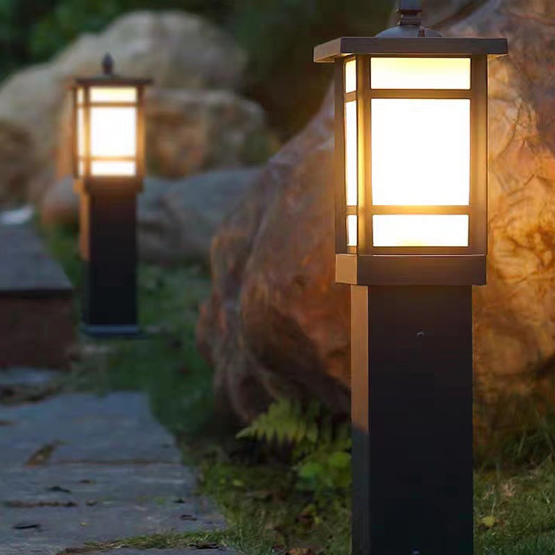 Minimalist Rectangle Lattice Glass Aluminum Landscape Light