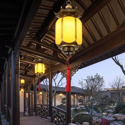 Chinese Gazebo Lantern Faux Dolomite Aluminum