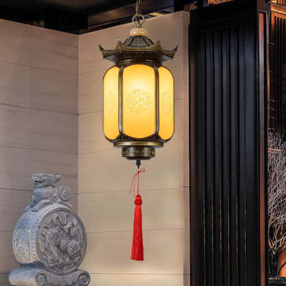 Chinese Gazebo Lantern Faux Dolomite Aluminum — Faux Dolomite / 110V-120V For US/CA