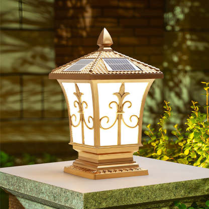 Column square brass landscape lighting for patio