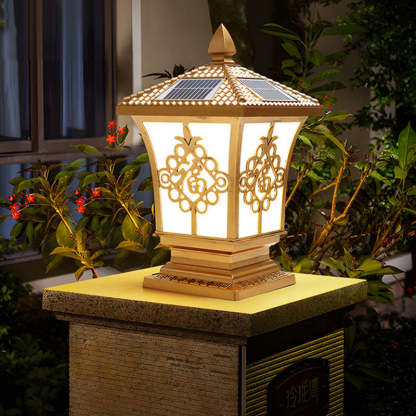 Column square brass landscape lighting for patio