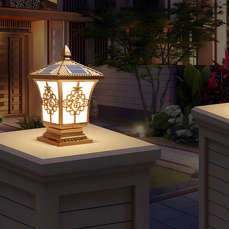 Chinese column square landscape lighting in brass — Medium / Matte Black