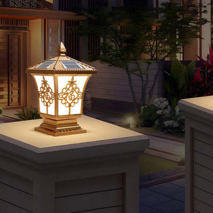 Chinese column square landscape lighting in brass — Medium / Matte Black