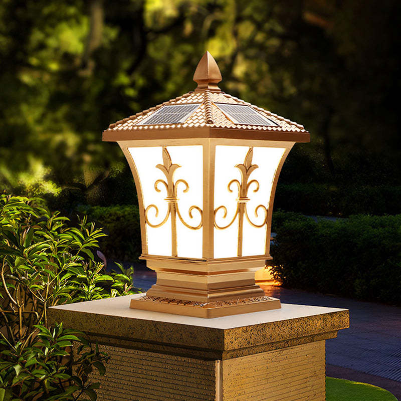Lighom column square brass landscape lighting for garden — 11.81" W x 21.65" H