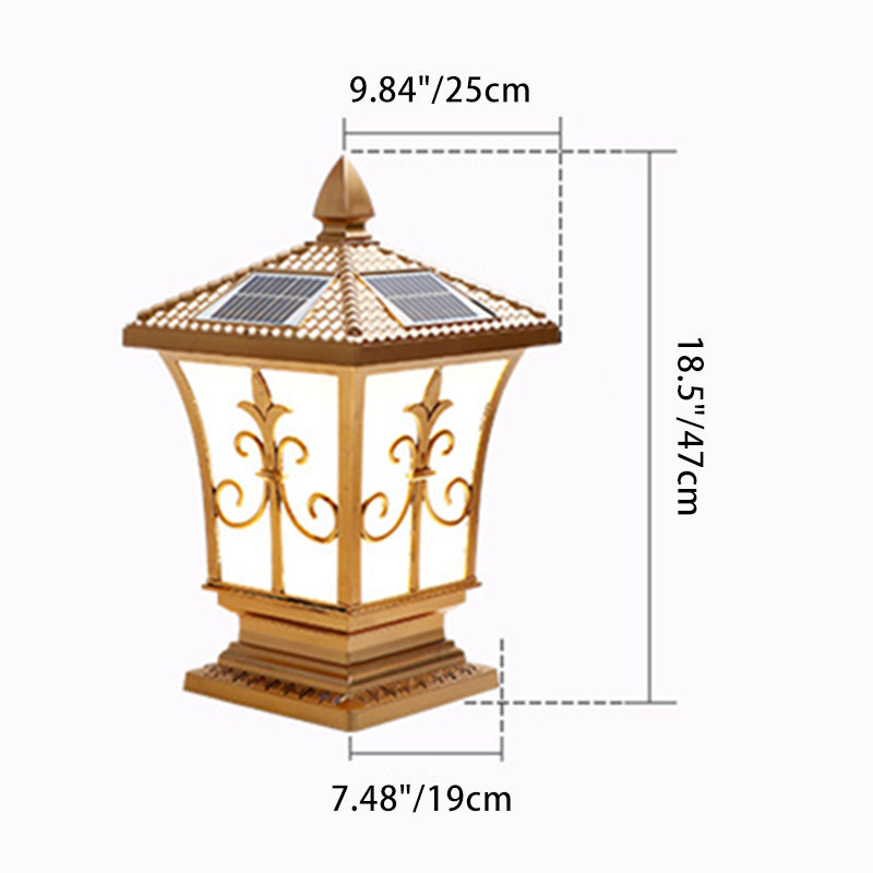 Chinese column square brass landscape lighting — Large / Matte Black