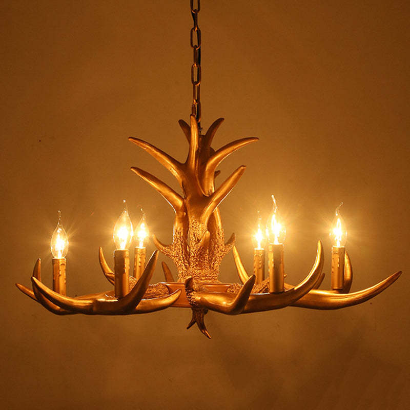 Vintage Antler Branch Glass Resin Chandelier — 5 / 220V-240V For UK/AU