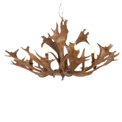Vintage Antler Branch Glass Resin Chandelier