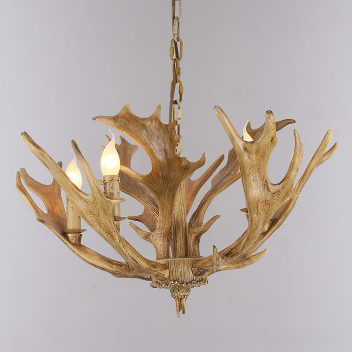 Vintage Antler Branch Glass Resin Chandelier