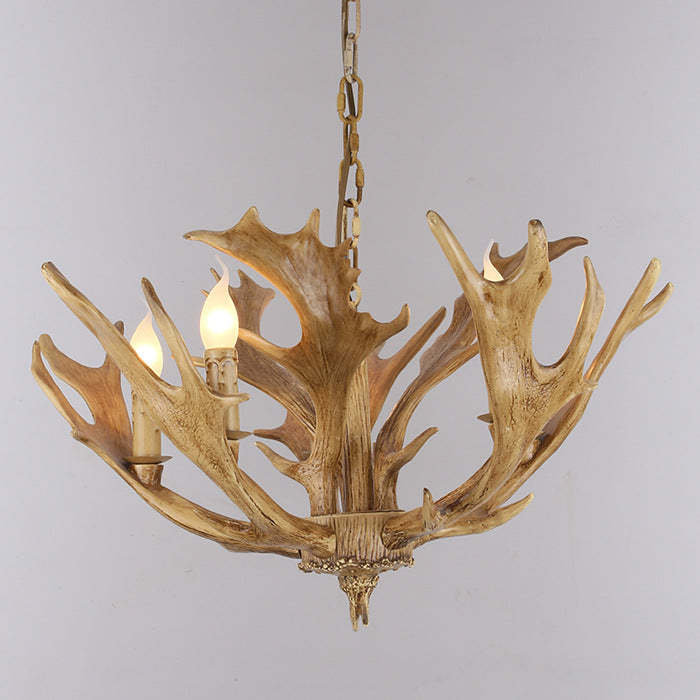 Vintage Antler Branch Glass Resin Chandelier