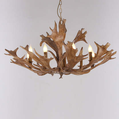 Vintage Antler Branch Glass Resin Chandelier
