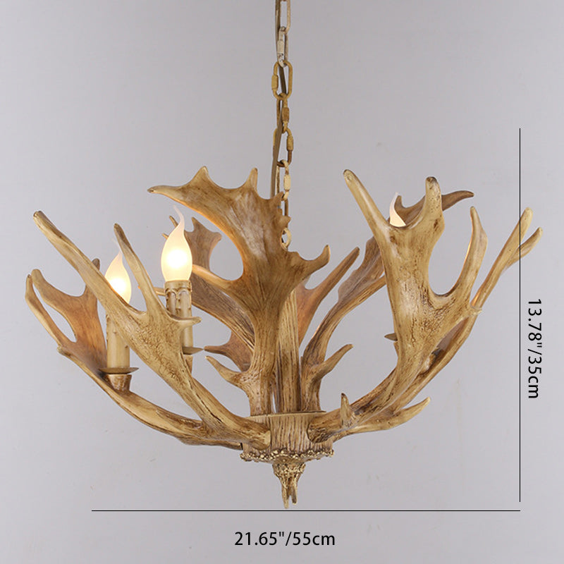 Vintage Antler Branch Glass Resin Chandelier — 8 / 220V-240V For UK/AU