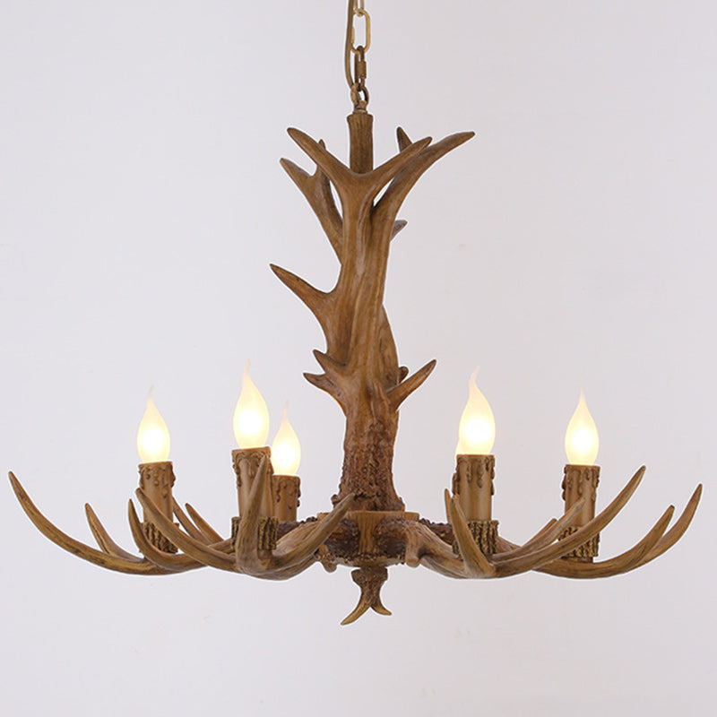 Vintage Antler Branch Glass Resin Chandelier