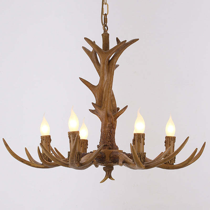 Vintage Antler Branch Glass Resin Chandelier