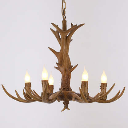 Vintage Antler Branch Glass Resin Chandelier