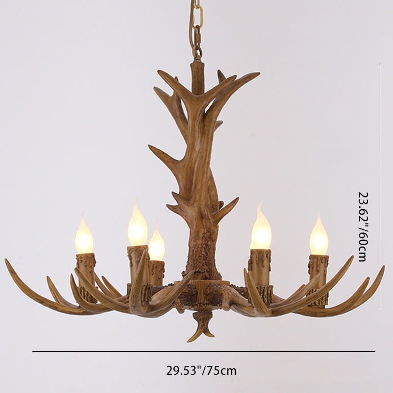 Vintage Antler Branch Glass Resin Chandelier — 6 / 220V-240V For UK/AU