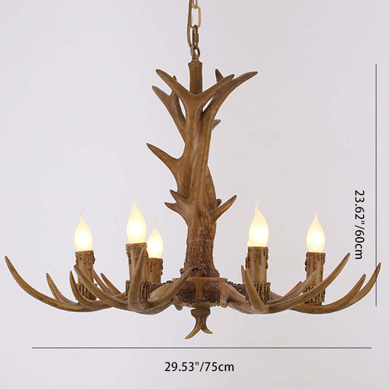 Vintage Antler Branch Glass Resin Chandelier — 6 / 220V-240V For UK/AU