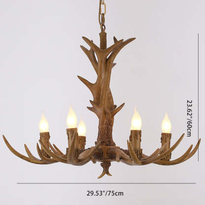 Vintage Antler Branch Glass Resin Chandelier — 6 / 220V-240V For UK/AU