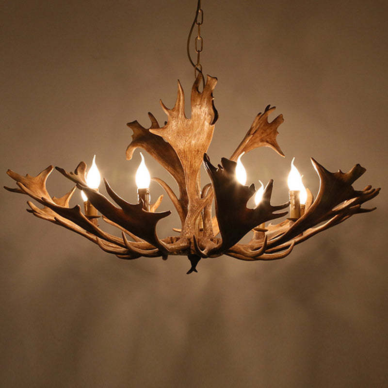 Vintage Antler Branch Glass Resin Chandelier — 6 / 110V-120V For US/CA