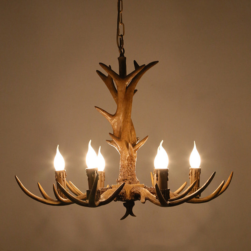 Vintage Antler Branch Glass Resin Chandelier