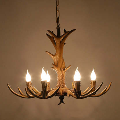 Vintage Antler Branch Glass Resin Chandelier