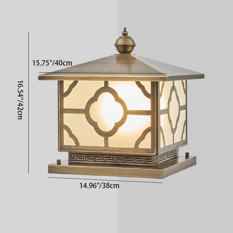 Scandinavian Square House Glass Copper Outdoor Light — 220V-240V For UK/AU