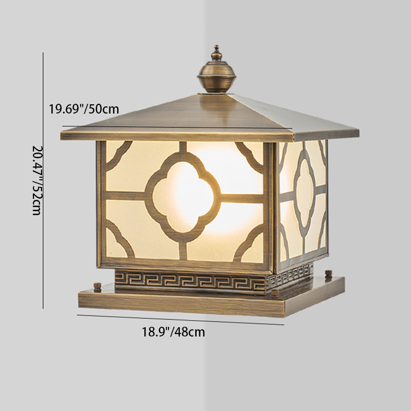 Scandinavian Square House Glass Copper Outdoor Light — 110V-120V For US/CA