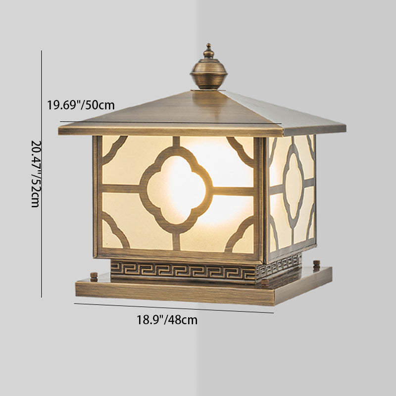 Scandinavian Square House Glass Copper Outdoor Light — 110V-120V For US/CA