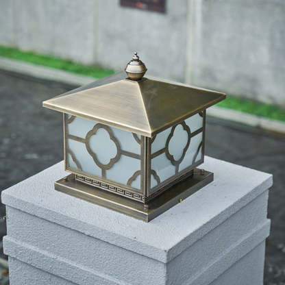 Scandinavian Square House Glass Copper Outdoor Light — 220V-240V For UK/AU