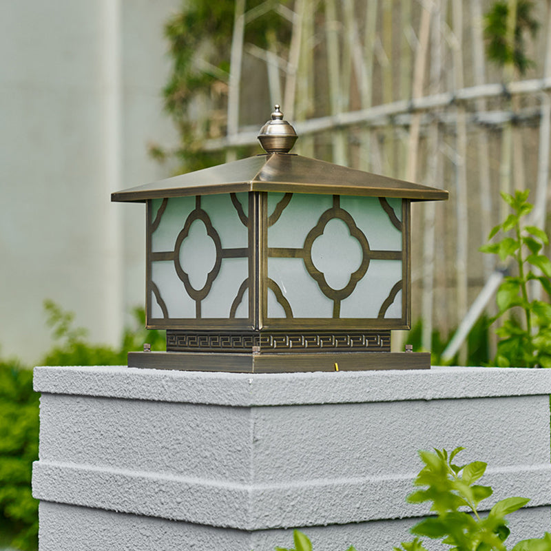 Scandinavian Square House Glass Copper Outdoor Light