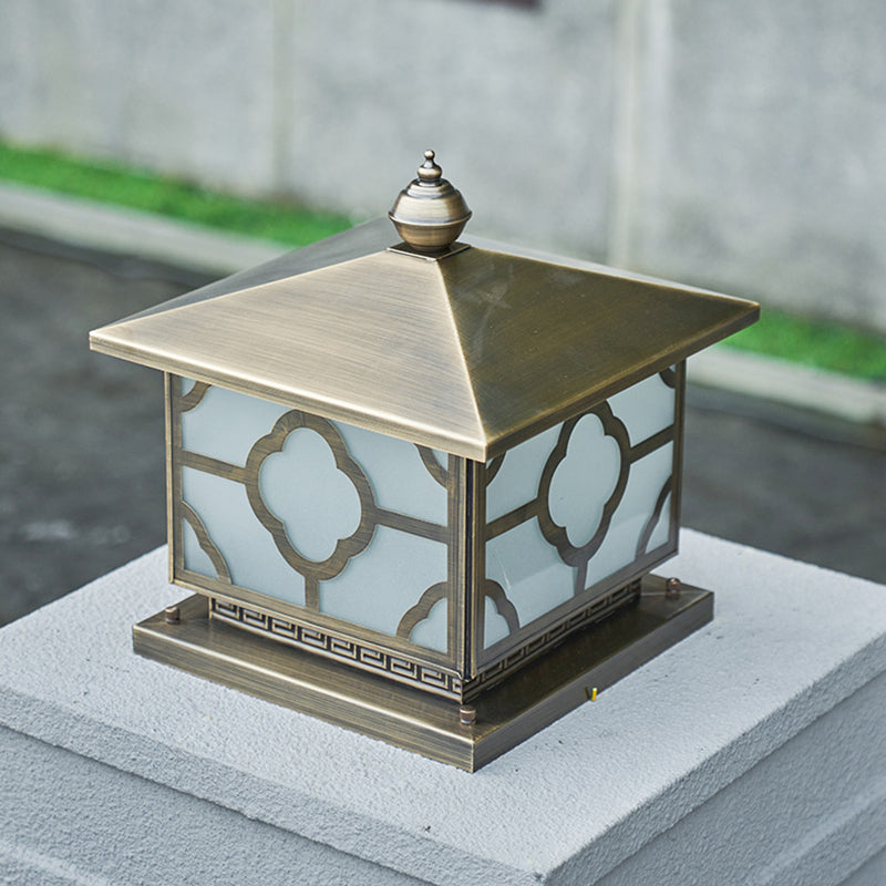 Scandinavian Square House Glass Copper Outdoor Light