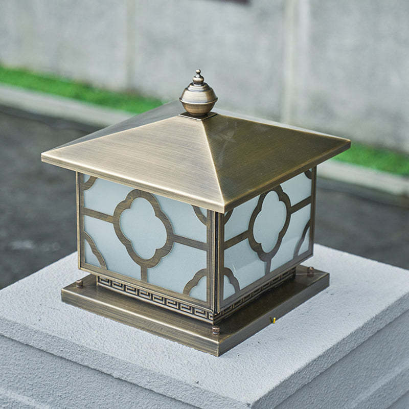 Scandinavian Square House Glass Copper Outdoor Light