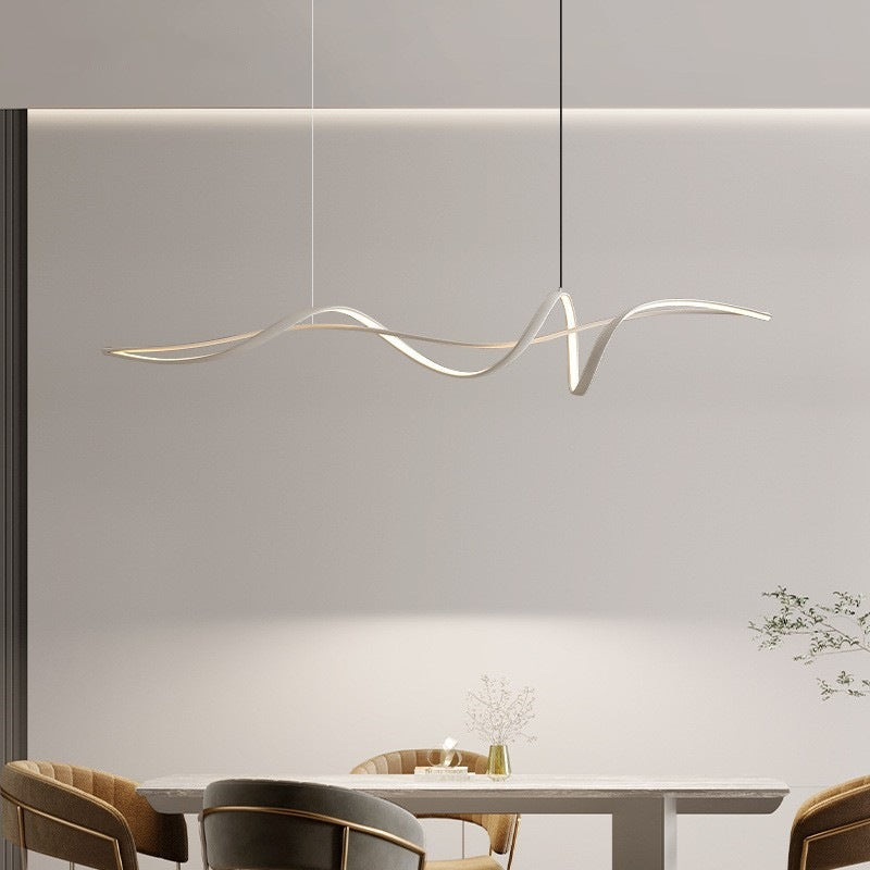 Scandinavian Long Curve Aluminum Island Chandelier