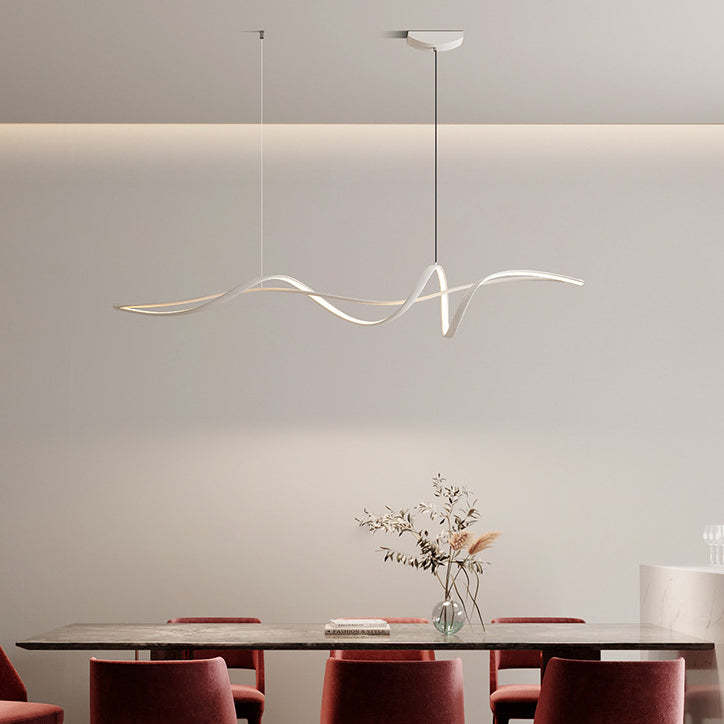 Scandinavian Long Curve Aluminum Island Chandelier