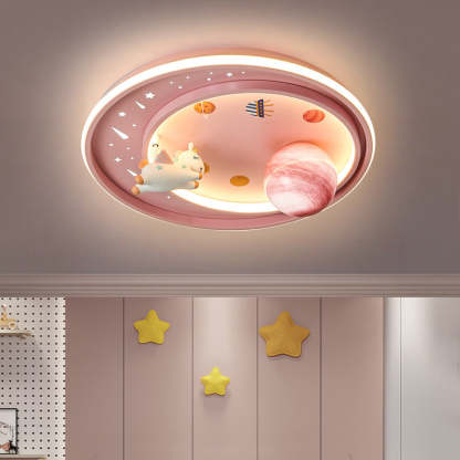 Kids Unicorn Planet Acrylic Iron LED Flush Ceiling Light