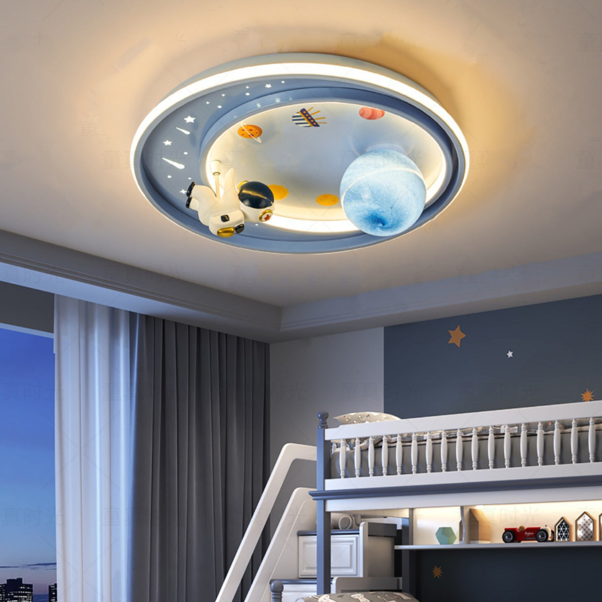 Kids Unicorn Planet Acrylic Iron LED Flush Ceiling Light