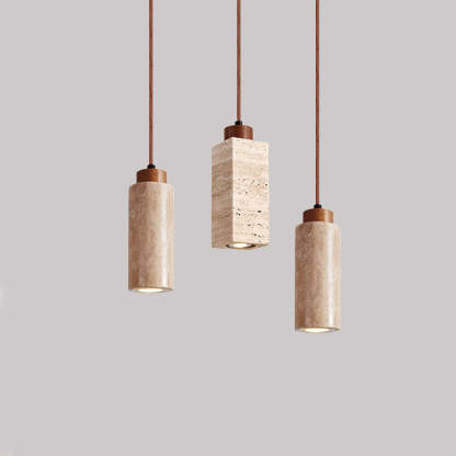 Japanese Yellow Travertine Pendant Light
