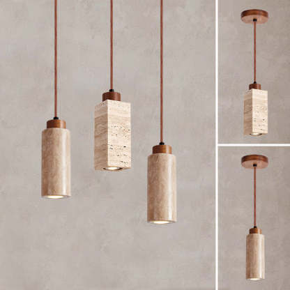 Japanese Yellow Travertine Pendant Light