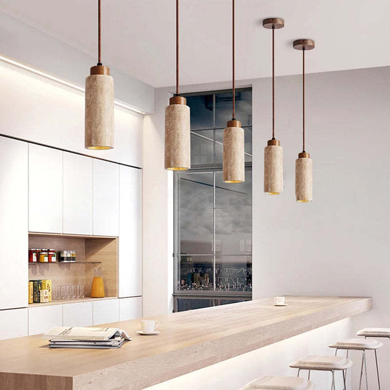 Japanese Yellow Travertine Pendant Light
