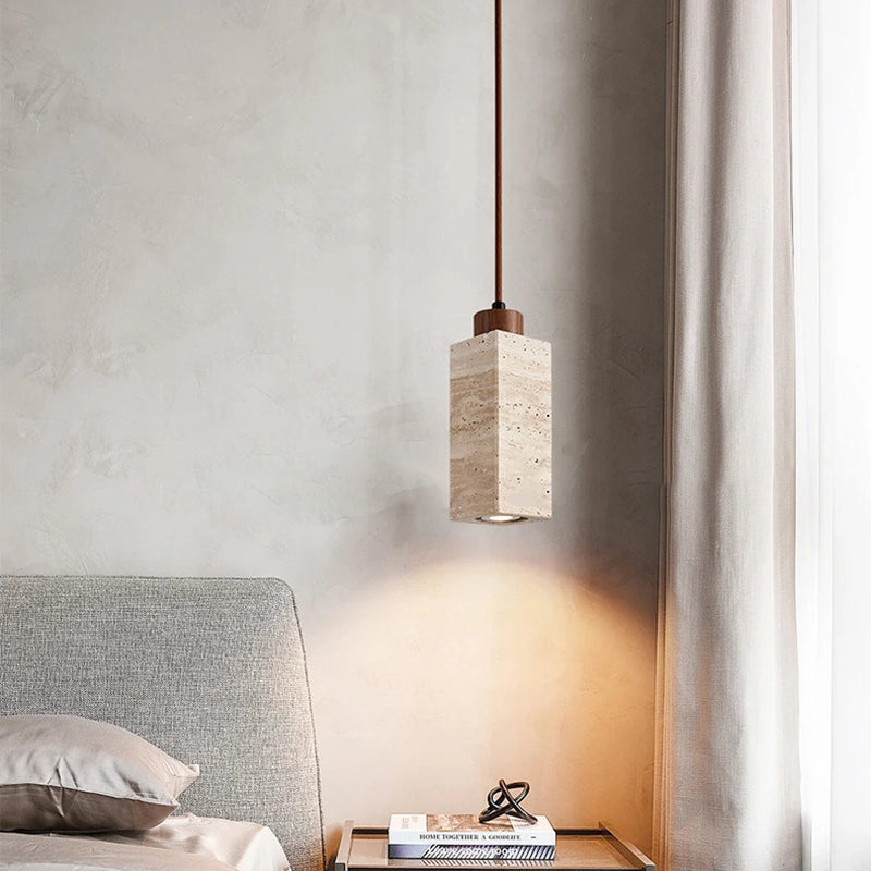 Japanese Yellow Travertine Pendant Light
